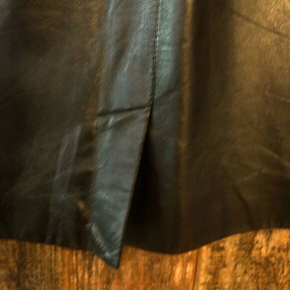 Stratege Sz 11/12 Black Leather Mini Pencil Skirt w/Back Kick Slit - Picture 7 of 8